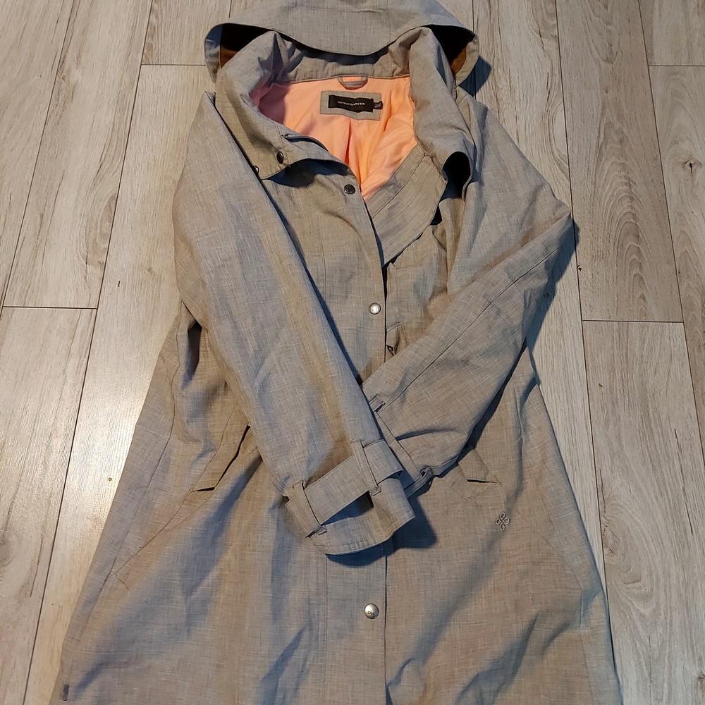 Denver Hayes Hyper Dri Gray Trench Coat with Peach Lining